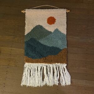 Handcrafted Mountain Tapestry Wall Hanging - Multicolor- Shag- Boho